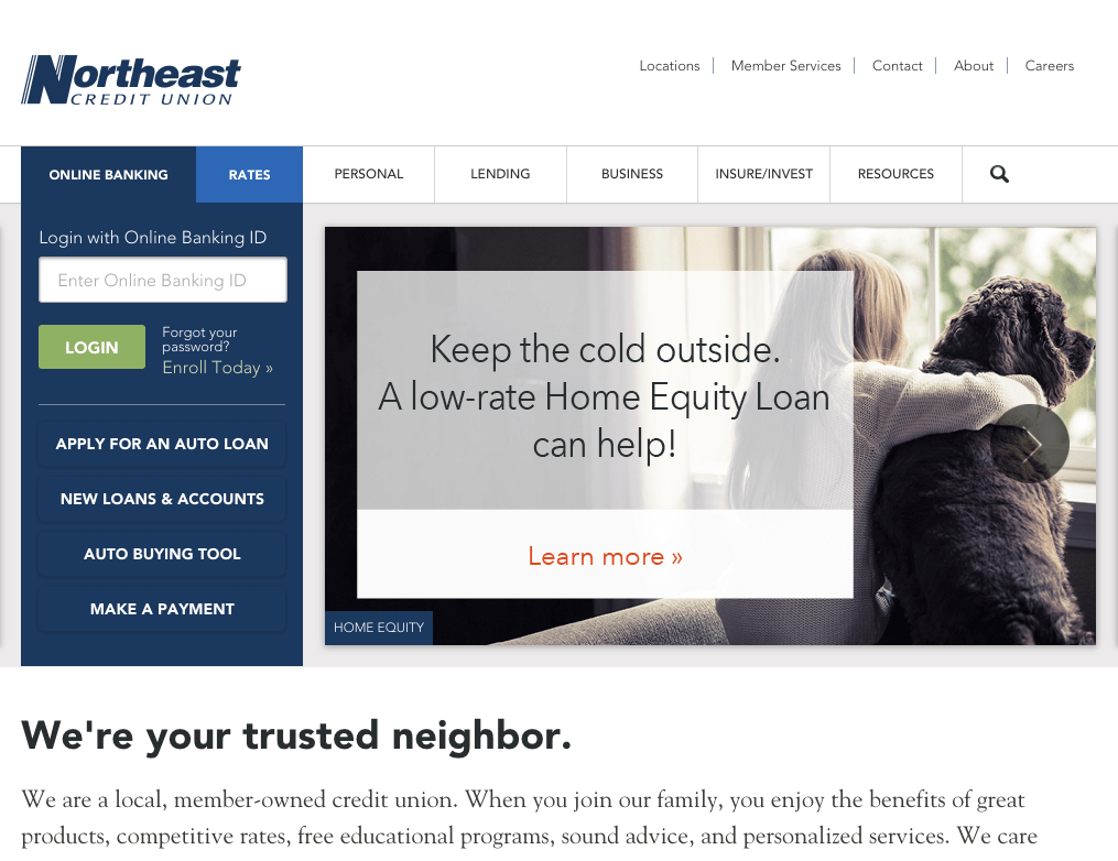 Northeast Credit Union's website