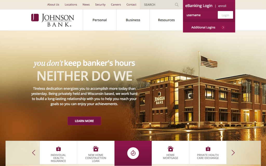 Johnson Bank's website