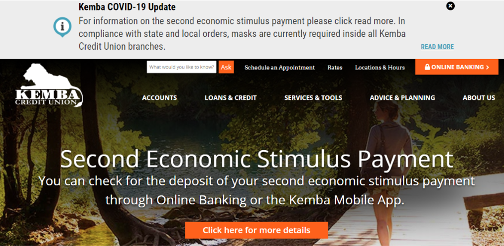 Kemba Credit Union stimulus payment information
