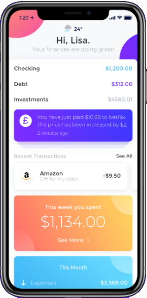 A screenshot of the Emma banking app