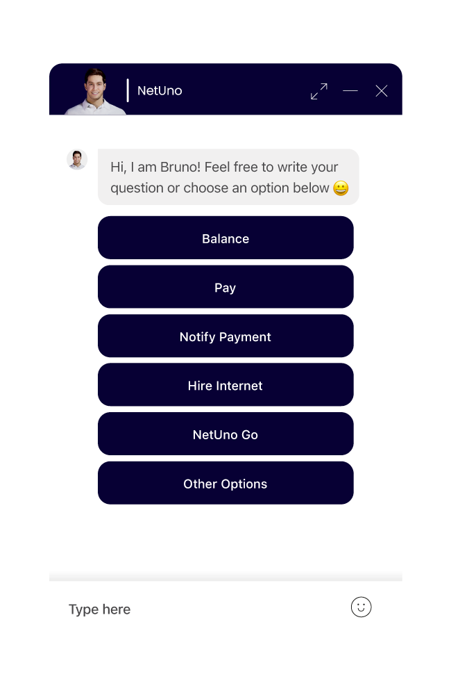 NetUno’s virtual assistant powered by Engageware offers quick access to balance, payments, internet hire, for 24/7 seamless customer support.