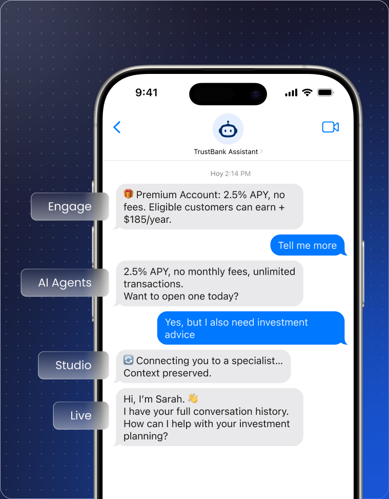 Mobile chat conversation with AI Agents