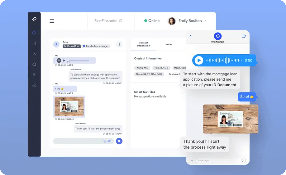 Web interface displaying chat conversations from different channels in a single workspace.