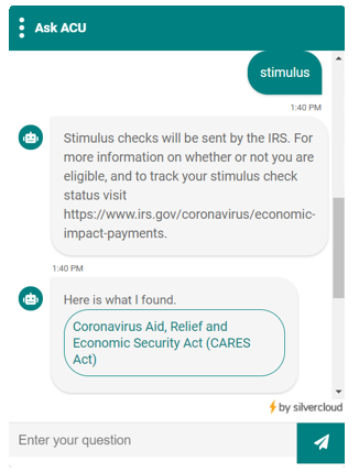 banking chatbot stimulus checks